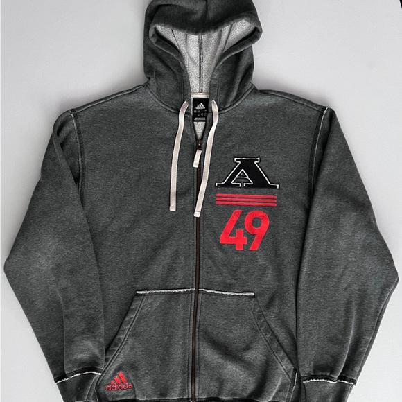 Adidas Varsity Vintage Gray Zip-Up Hoodie with Logo - Picture 1 of 6